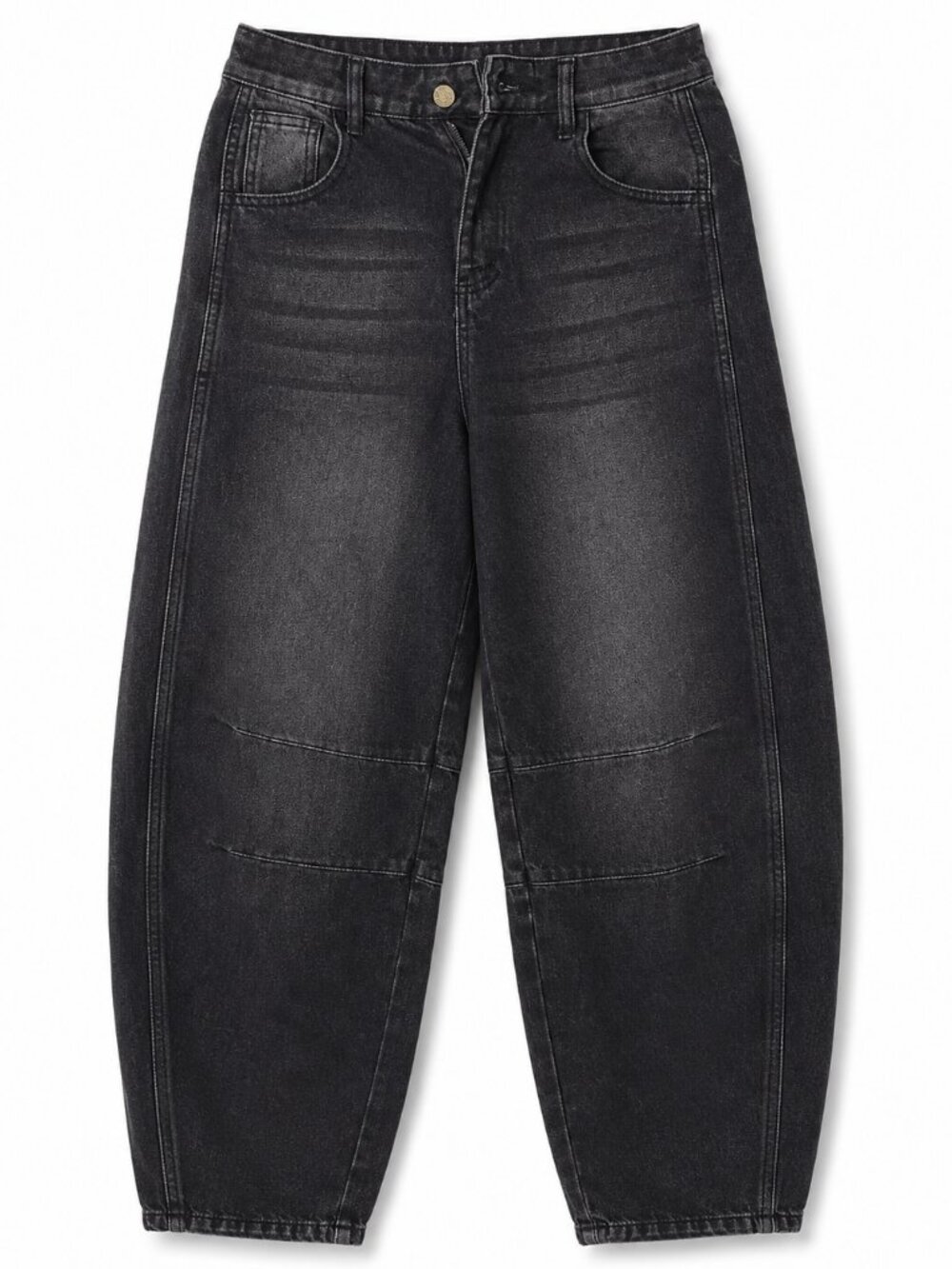Allabreve High-Rise Barrel Leg Jeans Washed Black Denim Size 6
